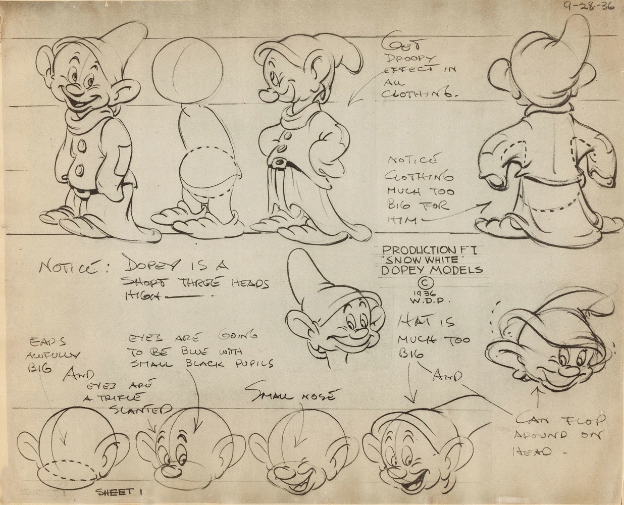 Snow White and the Seven Dwarfs Model Sheets Disney, 1936-09