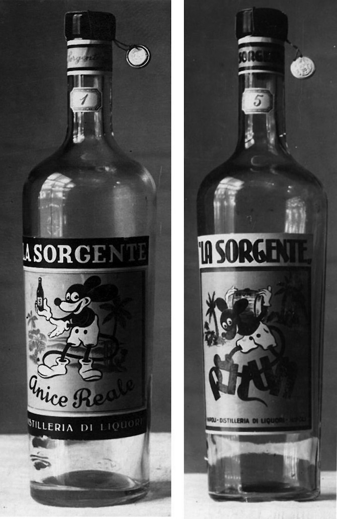 Topolino nato a Napoli bottiglie liquori La Sorgente Michele Sorece Topolino nato a Napoli bottiglie liquori La Sorgente Michele Sorece